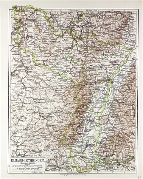 Map of Elsass-Lothringen, 1899