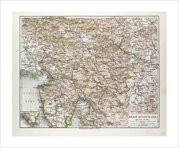 Map of Slovenia and Croatia, 1899