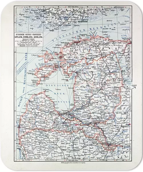 Map of Estland, Letland, Lithuania, 1899