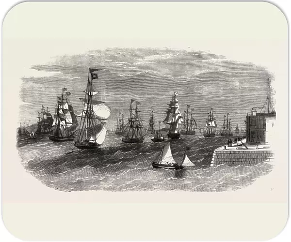 Scene in the Mersey on the Termination of the Late Gale, Vessels Outward-Bound