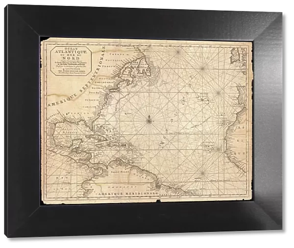 1683, Mortier Map of North America, the West Indies, and the Atlantic Ocean, topography
