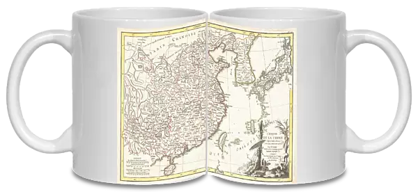 1770, Bonne Map of China, Korea, Japan and Formosa, Rigobert Bonne 1727 - 1794, one