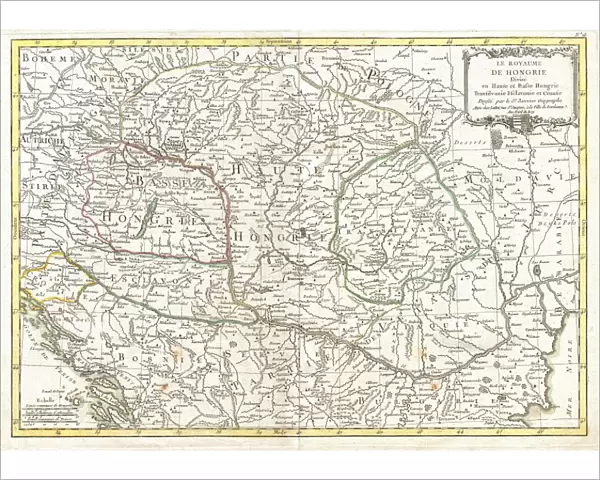 1770, Janvier Map of Hungary, Romania, Transylvania, Moldova, Croatia and Bosnia