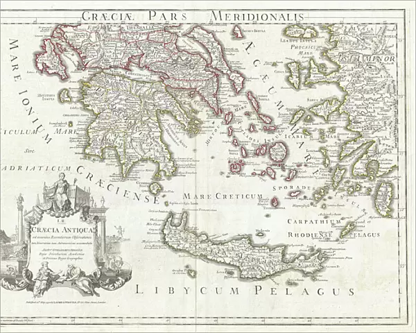 1794, Delisle Map of Southern Ancient Greece, Greeks Isles, and Crete, topography