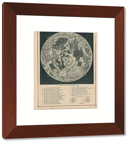 1886, Telescopic View and Map of the Moon, topography, cartography, geography, land