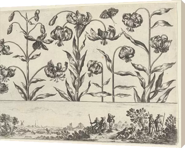 Horizontal Panel Row Flowers Frieze Figures Landscape
