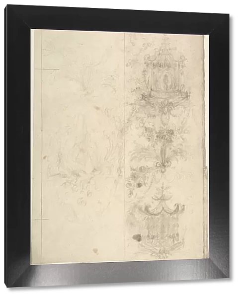 Chinoiserie panel 18th century Graphite 14 1  /  4 x 9 3  /  8