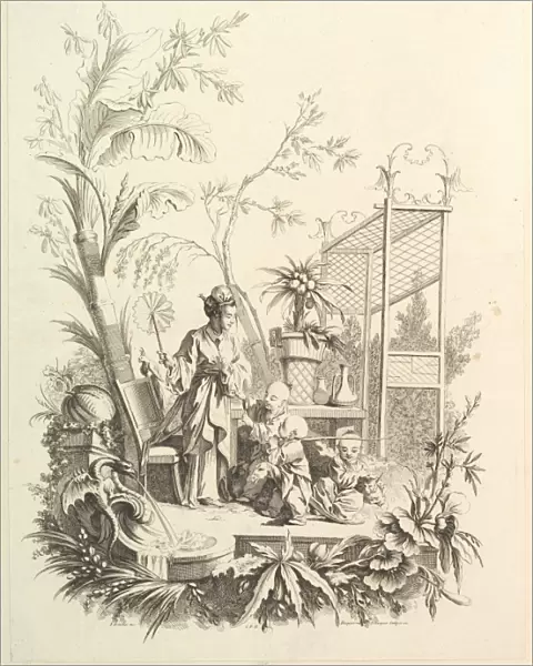 Chinoiserie Figures Landscape 18th century Etching