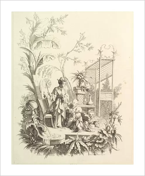 Chinoiserie Figures Landscape 18th century Etching