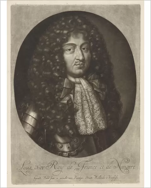 Portrait Louis XIV King France wears armor decorated