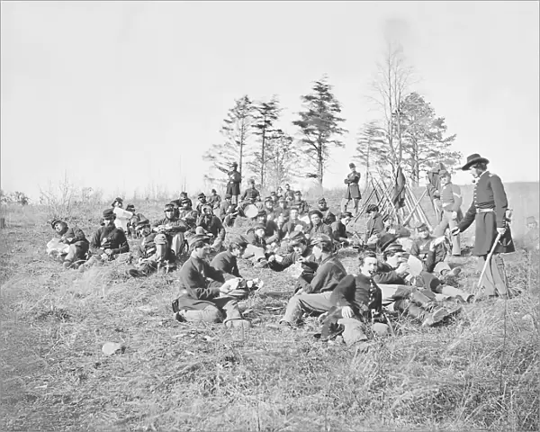 Infantry resting from drills during the American Civil War