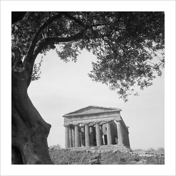 An ancient Greek temple in Agrigento, Sicily, 1943