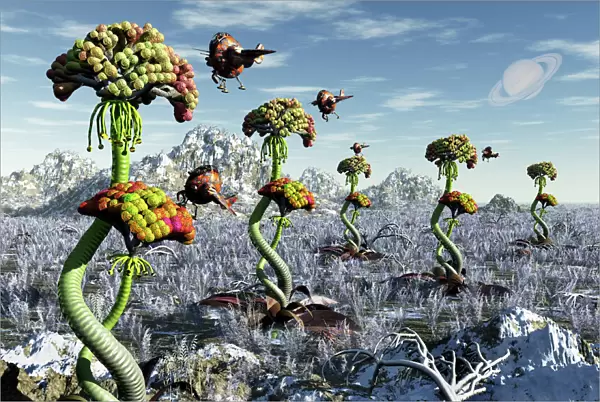 A futuristic alien plant harvest