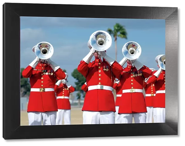 U. S. Marine Corps Drum and Bugle Corps performing