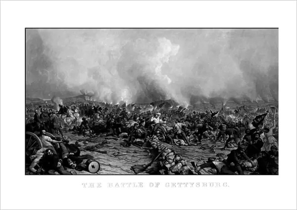 Digitally restored vintage Civil War print of the Battle of Gettysburg