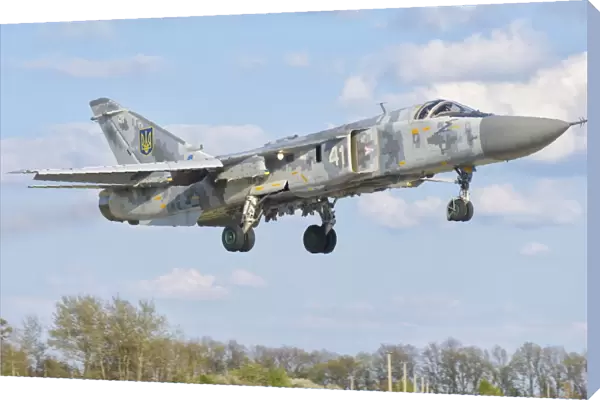 Ukrainian Air Force Su-24 aircraft prepares for landing
