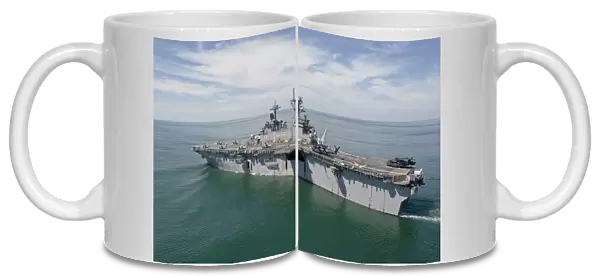 The amphibious assault ship USS Wasp transits the Atlantic Ocean