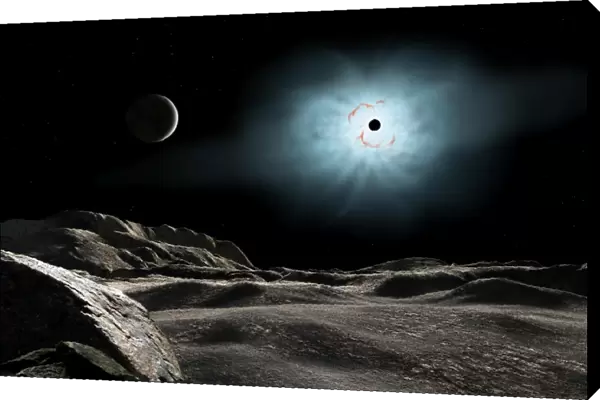 The bright star Rigel eclipsed by a moon of a hypothetical planet