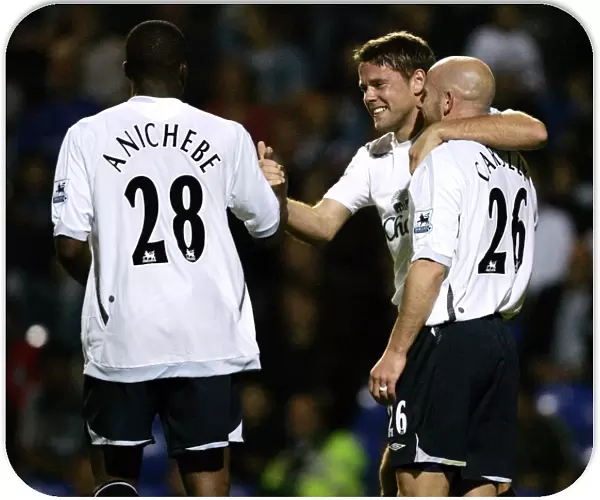 James Beattie of Everton celebrates after scoring the first goal