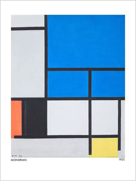 Composition with Large Blue Plane, Red, Black, Yellow, and Gray 1921