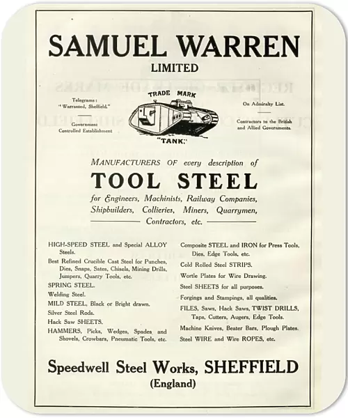 Samuel Warren Ltd. page from Register of trade marks of the Cutlers Company of Sheffield, 1919. Compiled by J. H. Whitham and D. Vickers