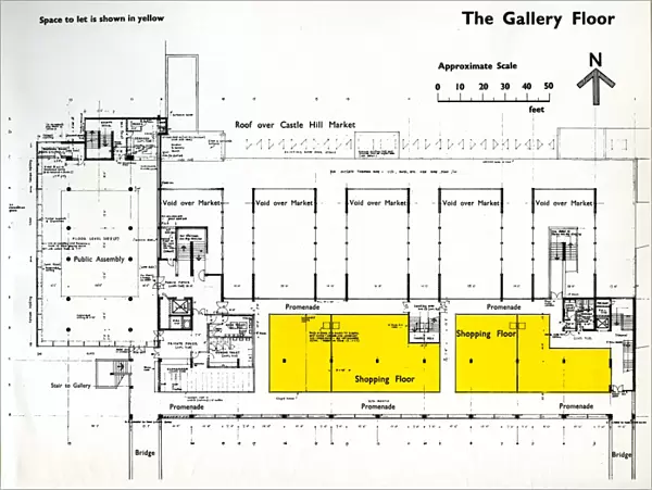 Gallery floor plan of new Castle Market, Haymarket  /  Waingate, 1958