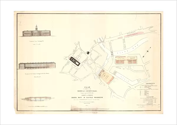 Plan of part of the town of Sheffield comprising the site of the present and proposed Corn, Hay and Cattle Markets also various improvements connected with the latter, 1827