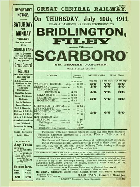 Great Central Railway: excursion to Bridlington, Filey and Scarborough, 1911