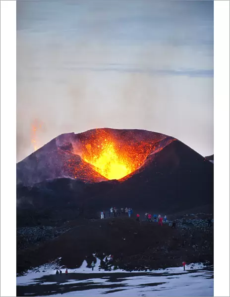 Volcanic eruption, Eyjafjallajokull, near the Myrdalsjokull glacier, South Iceland