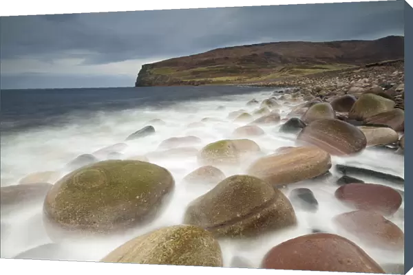 Coloured rocks, Rackwick Bay, Isle of Hoy, Orkney Isles, Scotland, UK, October 2014
