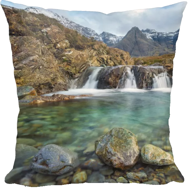 Fairy Pools with Black Cuillin mountains in background, Isle of Skye, Inner Hebrides, Scotland, UK