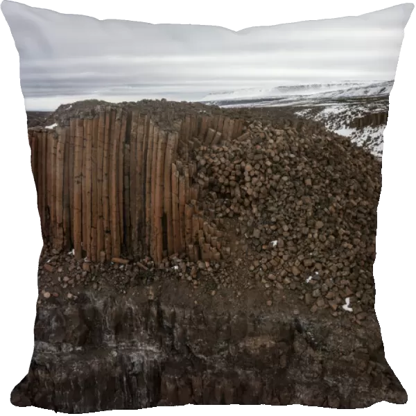 Towering basalt columns on clifftop, Putoransky State Nature Reserve, Putorana Plateau, Siberia, Russia. May, 2021