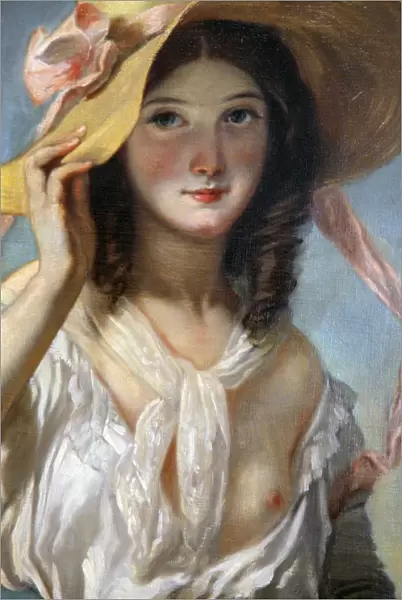 Young Girl with Flowers, 1843. Artist: Camille Joseph Etienne Roqueplan