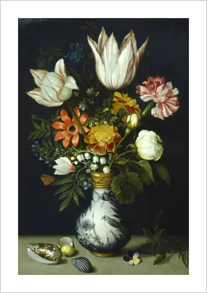 Flowers in a porcelain vase, c1600. Artist: Ambrosius Bosschaert the Elder