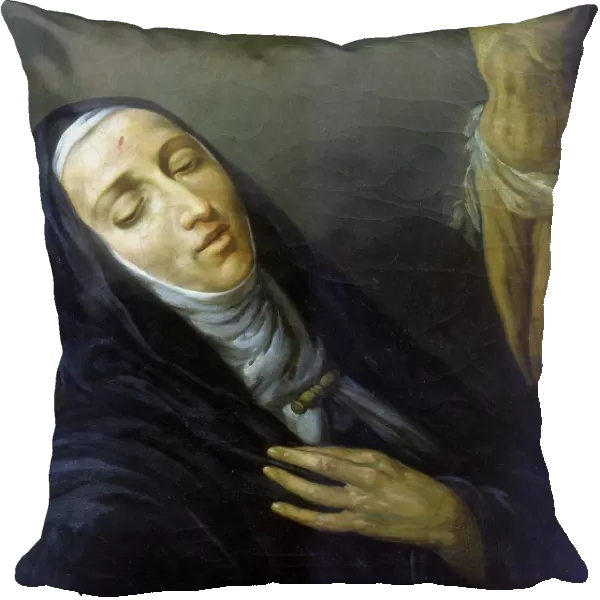 St Rita de Cascia in ecstasy in front of the figure of Christ on the cross, 19th century