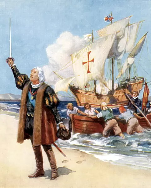 Christopher Columbus landing in America, 1492, (c1920)