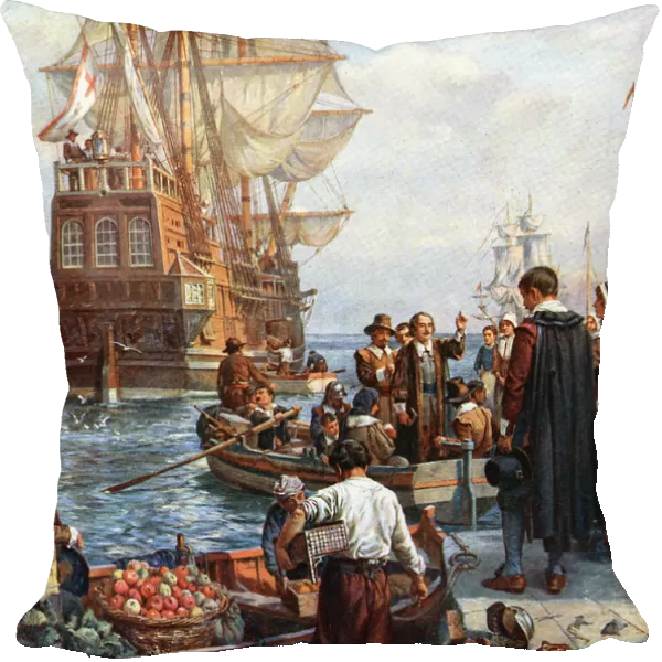 Pilgrim Fathers boarding the Mayflower