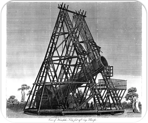 William Herschels reflecting telescope with focal length of 40 feet, Slough, England, 1809