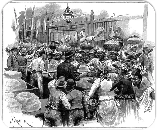 Ice stall in the market, Georgetown, Demerara, Guyana (British Guiana), 1888. Artist: Amedee Forestier