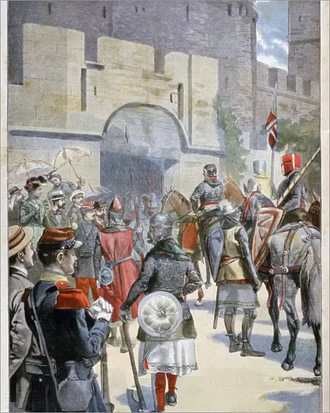 The entry of the Comte Raymond Roger into Carcassonne, France, 1898. Artist: F Meaulle
