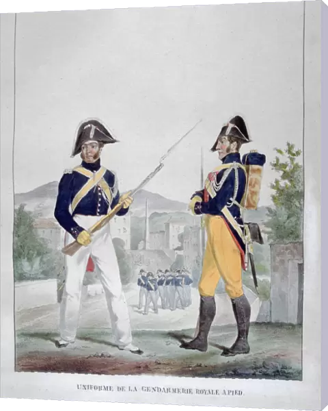 Uniform of the royal foot gendarmes, France, 1823. Artist: Charles Etienne Pierre Motte