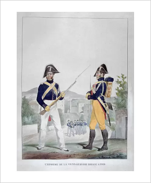 Uniform of the royal foot gendarmes, France, 1823. Artist: Charles Etienne Pierre Motte