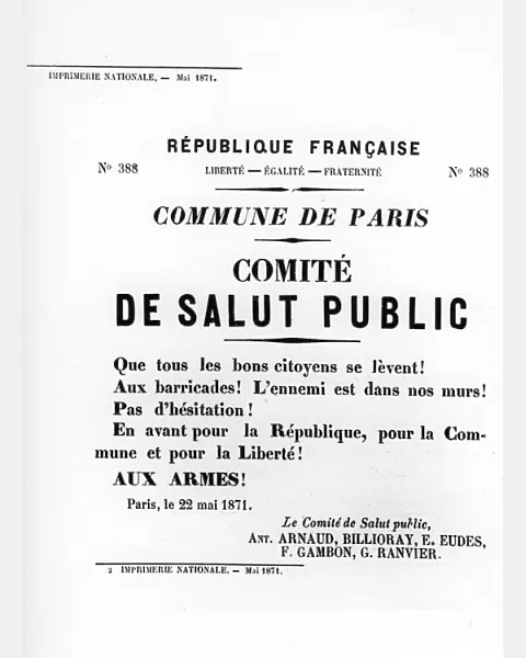 De Salut Public, from French Political posters of the Paris Commune, May 1871