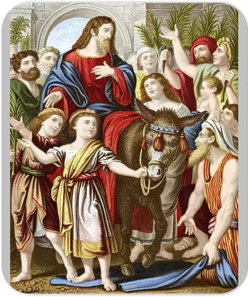 Christ riding into Jerusalem on an ass, c1860