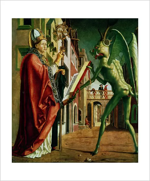 The Devil Presenting St Augustin with the Book of Vices, c1455-1498. Artist: Michael Pacher
