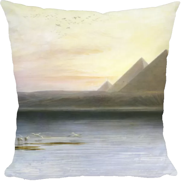 The Pyramids at Gizeh, 19th century. Artist: Edward Lear
