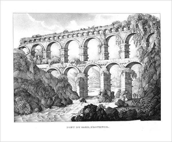 Pont du Gard, Nimes, southern France, 19th century