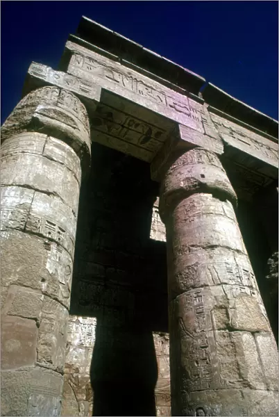 Lotus-headed pillars, Temple of Rameses III, Medinat Habu, Luxor, Egypt, c12th century