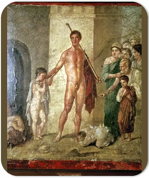 Roman wallpainting of Theseus after killing the Minotaur, Pompeii