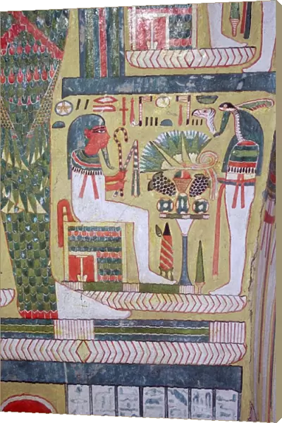 Detail of the inside of an Egyptian mummy-case, showing gods of the underworld